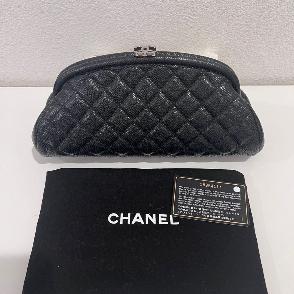 🚫Sold🚫 Chanel Quilted Caviar Timeless Clutch Black SHW